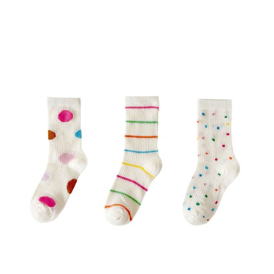 Children's socks wholesale spring and summer thin girls Korean tube socks color polka dot striped baby girl cute cotton socks