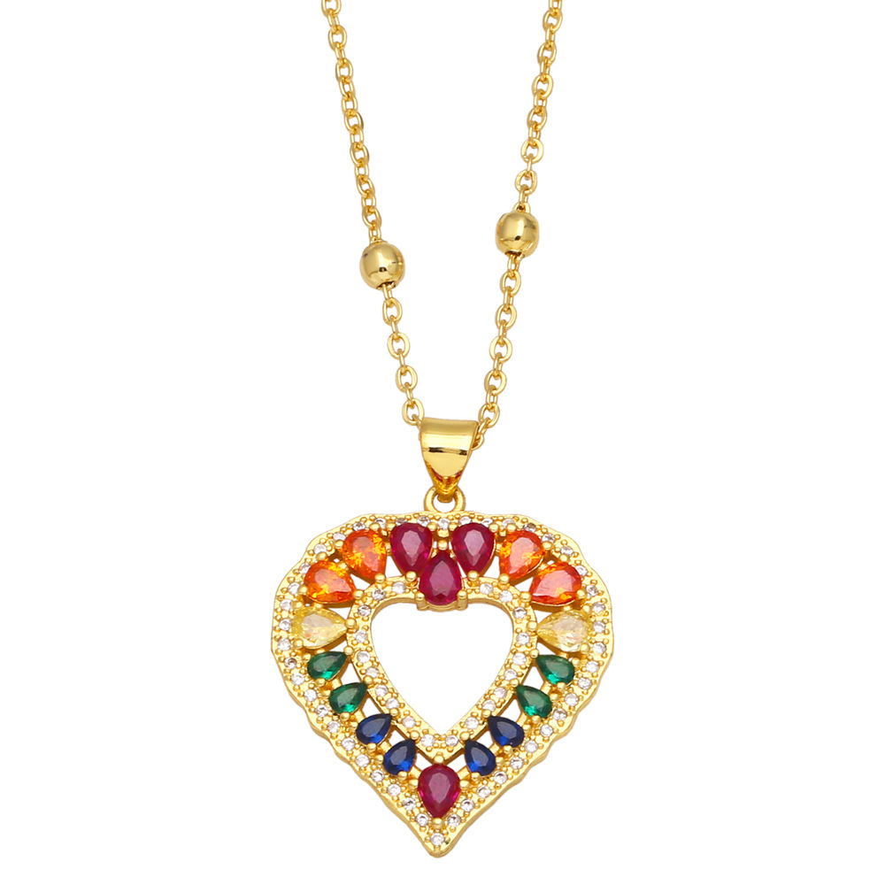 Fashion Heart Shape Dragonfly Copper Pendant Necklace Inlay Pearl Zircon Copper Necklaces