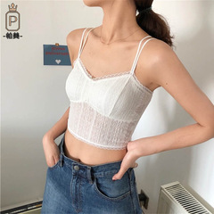 Spring and Summer New Arrival French-style Lace Tube Top Underwear for Women, Wire-Free, Sports-Friendly Base Layer with Padded Straps – Perfect for Young Girls
