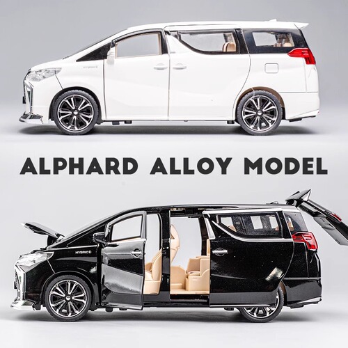 1:24 Toyota Alphard Alloy Car Model MPV Simulation Car Gift with Sound and Light for Men and Women, Collectible and Decorative Ornament, Shipped on behalf of