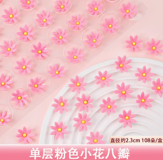8개의 꽃잎이 있는 단층 분홍색 2.5cm 작은 꽃 108송이