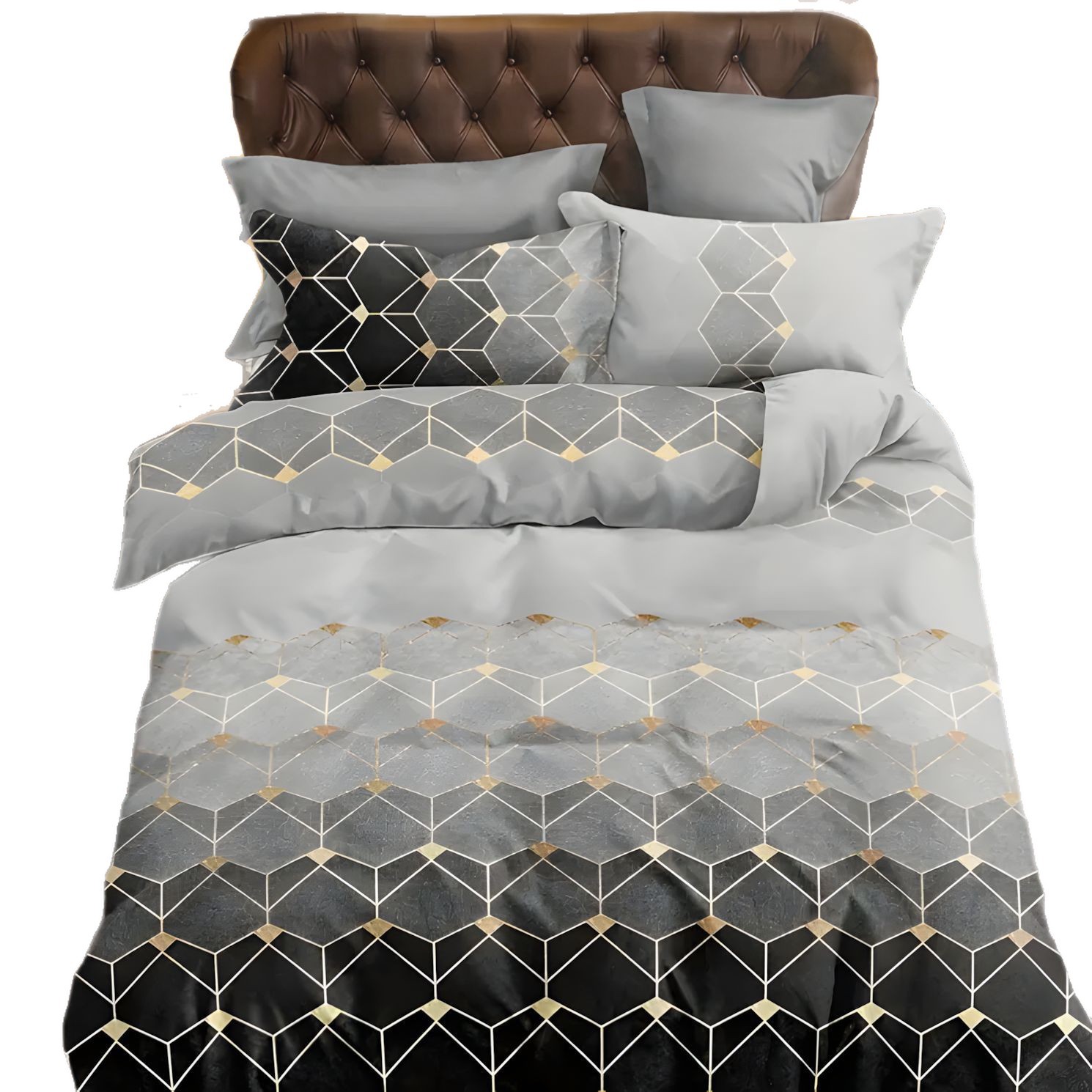 TEMU / JIT Transfronterizo Visita al hogar lujoso ligero de lujo patrón de mármol geométrico 3D impresión digital Kit de colcha