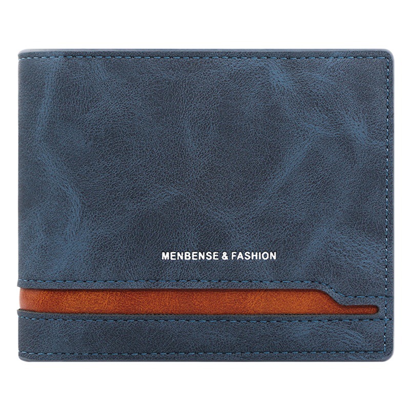 Menbense nuevo transfronterizo tela esmerilada vintage costura color contraste cartera hombres horizontal corto titular de la tarjeta cartera