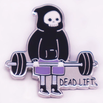 Deadlift Classic Weightlifting Pose Skeleton Brooch Badge Fashion Personalized Backpack Decoration (Yaxa sancaqları) - silver-b05-04-c01a-33-2-2