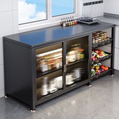 台所の物置棚が床に落ちた多層の食器棚の多機能キャビネットの家庭用ドア付き野菜バスケットのロッカー