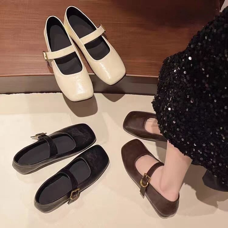 High-quality synthetic leather summer college style ultra-fiber leather lightweight French Mary Jane shoes, low heel, versatile, new model 2026