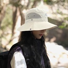 渔夫帽男女夏季大檐防晒钓鱼徒步登山帽百搭透气大头围抽绳遮阳帽