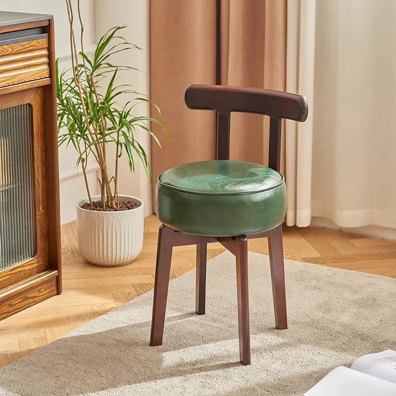 Кресло для одевания в средневековом стиле, вращающееся кресло для макияжа из цельного дерева, туалетный столик для девочек, стул со спинкой, ретро-табурет, светлый роскошный