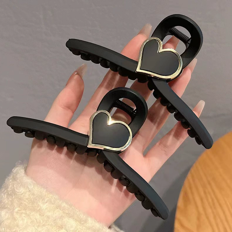Матовый черный зажим для волос, краб-пин, ретро акула, крупная hair accessory, стиль высокого качества, простой и элегантный дизайн