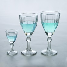 厂家清酒高脚杯花纹竖楞花型优雅古典红酒杯子 精致酒店小高脚杯