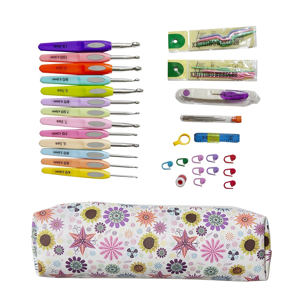 Un conjunto de 13 accesorios de bolsa de PU para herramientas de tejido transfronterizo de Amazon