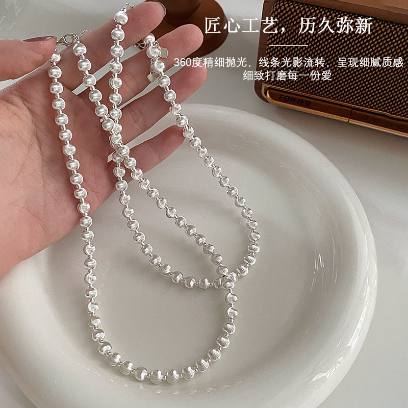 韩版猫眼珠项链女小众设计爆款镭射车花串珠颈链高级感送女友礼物|undefined