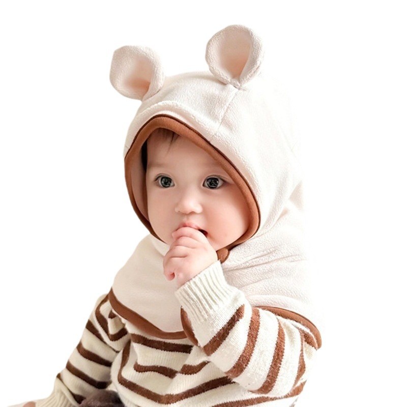 Sombreros para bebés más gruesos otoño y invierno baby buzzer unido calentamiento para niños gorras para orejas para niños y niñas collar