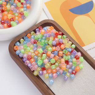Spot 6*6mm Square Letter Beads Transparent White Loose Beads Acrylic Beads Handmade Beads DIY Jewelry Accessories