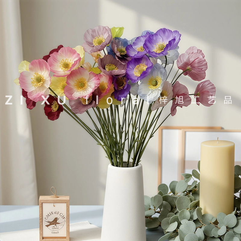Cross-Border New Product: Poppy Artificial Flowers, Silk Flowers, Trendy Fake Flowers for Weddings, Wedding Halls, Home Decoration, and Photography Cross-Border New Product: Poppy Artificial Flowers, Silk Flowers, Trendy Fake Flowers for Weddings, Wedding Halls, Home Decoration, and Photography
