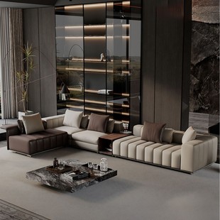 Italian Normcore Piano Key Sofa Large House Living Room Accessible Luxury Corner Imperial Concubine Leather Thickened Combination Sofa
