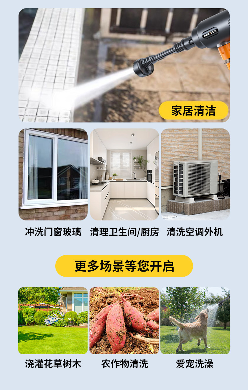 Car Wireless Car Washing Machine, Household High-Pressure Water Gun, High-Power Water Pumping Spray Gun, Portable Rechargeable Cleaning Water Gun
