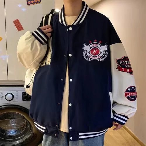 2022 nueva chaqueta de béisbol de los hombres más tamaño suelta marca de moda primavera y verano calle hip hop chaqueta a juego