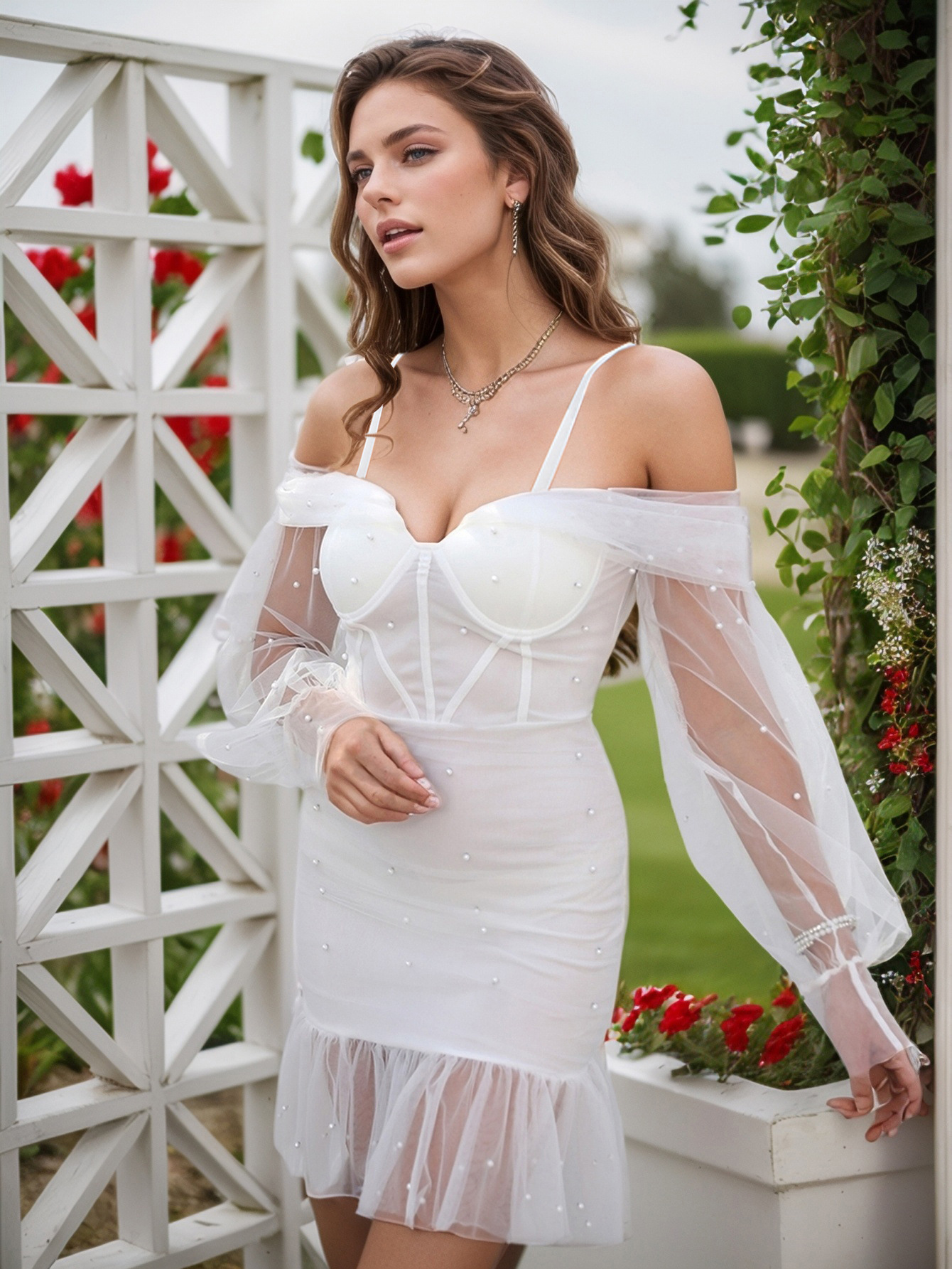 Falda de malla vestido de banquete vestido de cinturón europeo y americano transfronterizo 2025 verano nuevo estilo de vacaciones falda corta delgada image 9