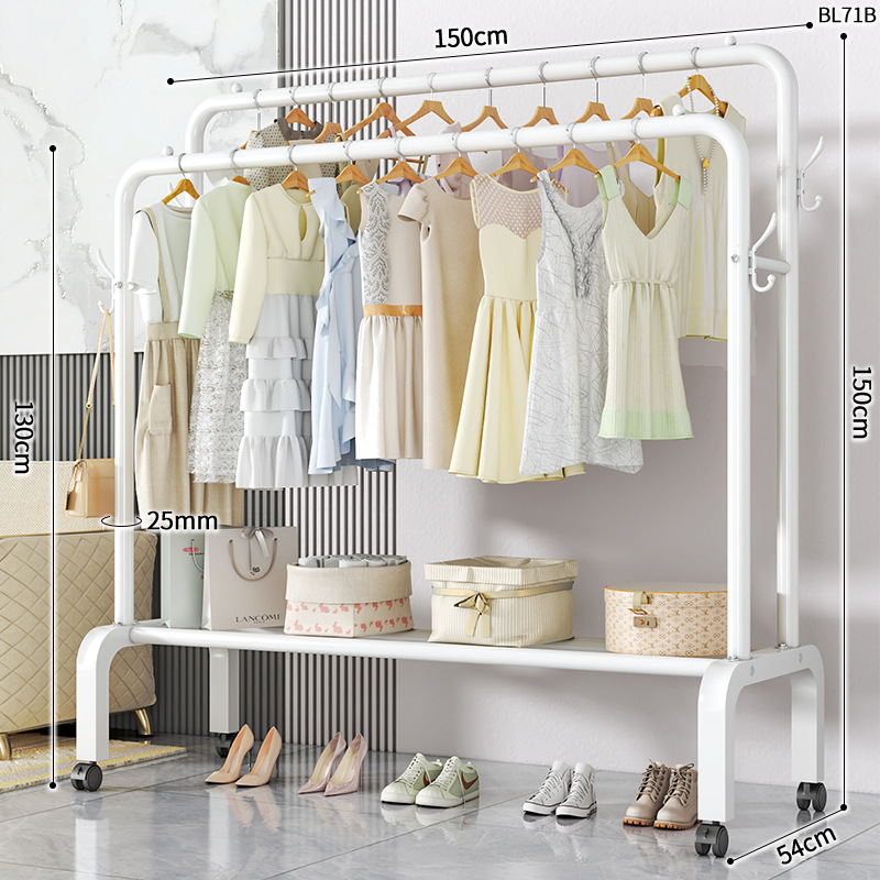 BL71B-25 라운드 코트 랙 더블로드 4 후크 150 화이트 휠