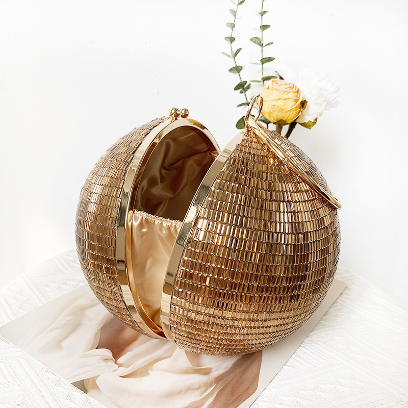 Borsa da sera a sfera con strass per donna pochette disco party_voghion.com