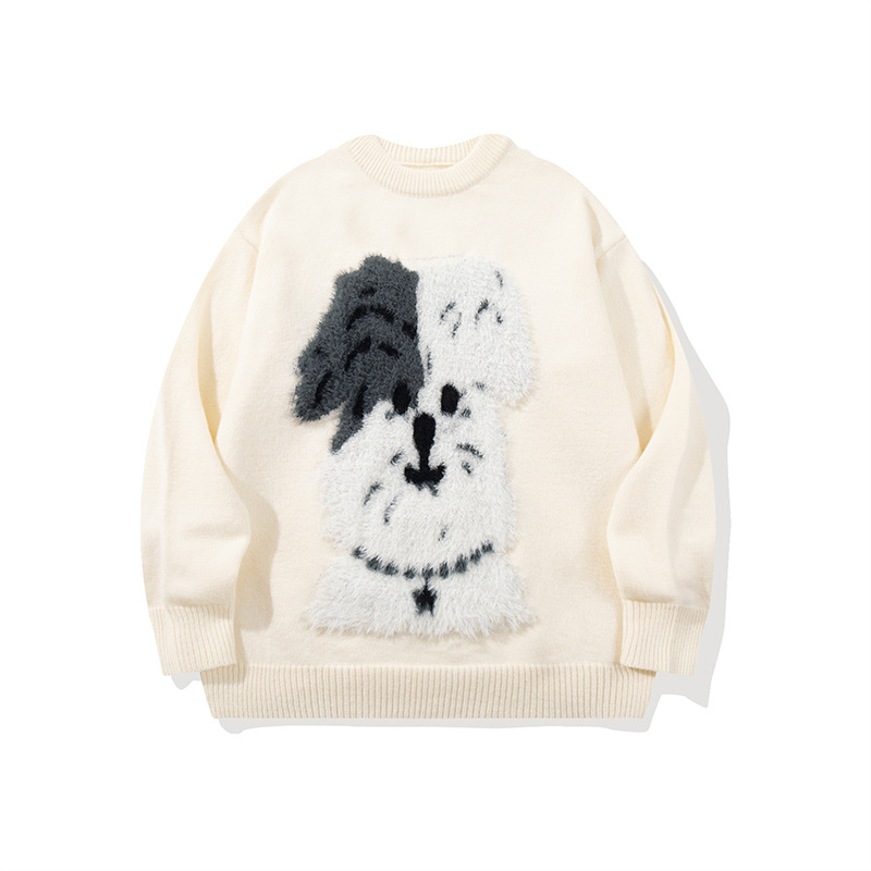 Andrea marca de moda original de dibujos animados perros Jacquard suéter de mujer otoño y invierno suelto casual cálido jersey de punto base image 4