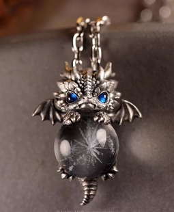New Niche Little Dragon Baby Thai Silver Old Style Snowflake Gemstone