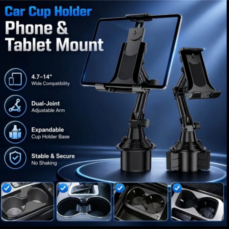Cross-Border Car Cup Holder, Car Phone and Tablet Stand, Navigation Long-Joint Rotatable Adjustable Support Bracket