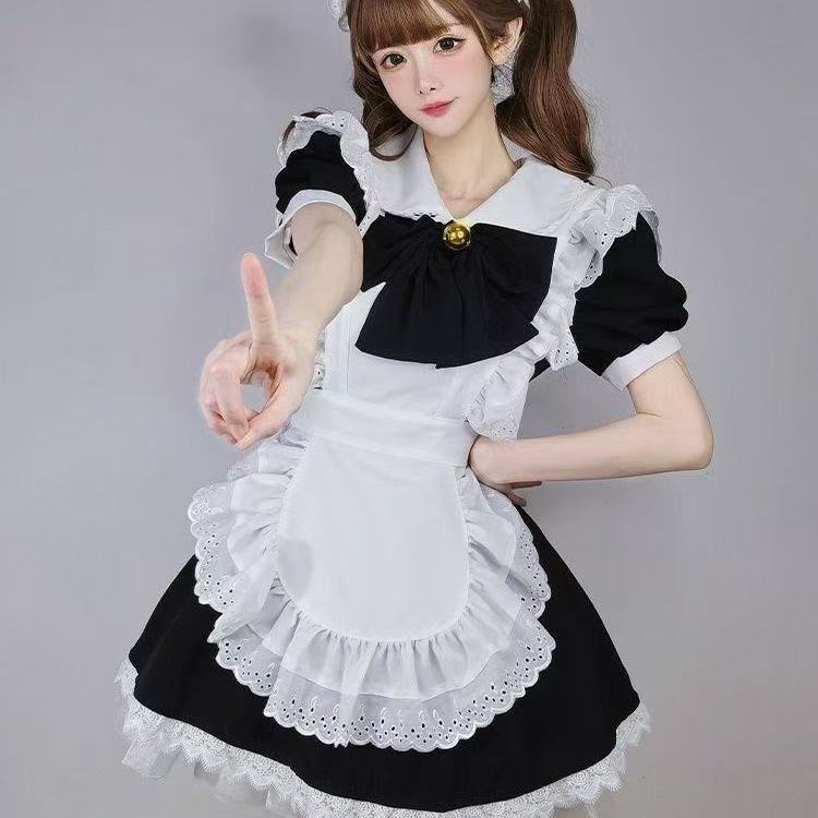 Black and White Maid Dress Princess Big Skirt Kroomi cosplay Dress Maid Dress Anime Cute Maid Dress
