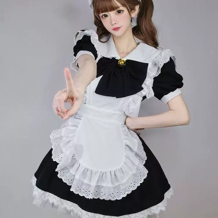 Черно-белая горничная принцесса большая юбка кулуми косплей костюм горничной аниме милая горничная юбка