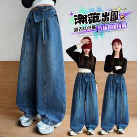 2026新款春秋外穿洋气女童中大童秋季宽松休闲百搭长裤儿童牛仔裤
