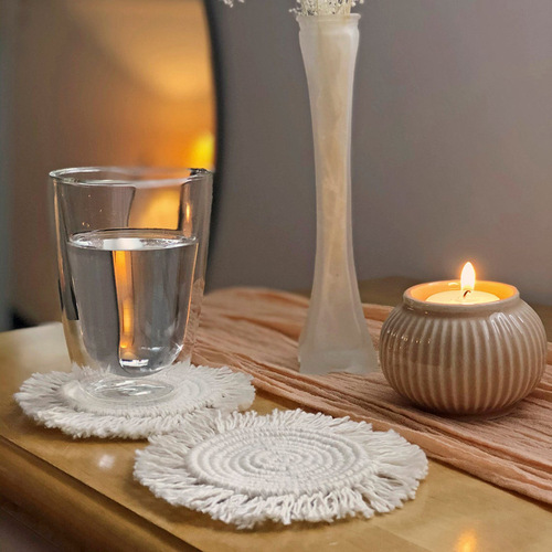 Nordic style hand-woven coaster round non-slip mat restaurant party table decoration mat picnic outdoor trendy