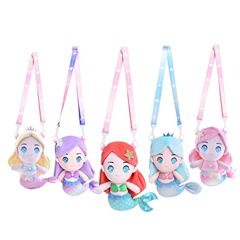 正規版の人魚姫の斜めのショルダーバッグのぬいぐるみのかわいい海洋の漫画の少女の心の装飾のショルダーバッグ