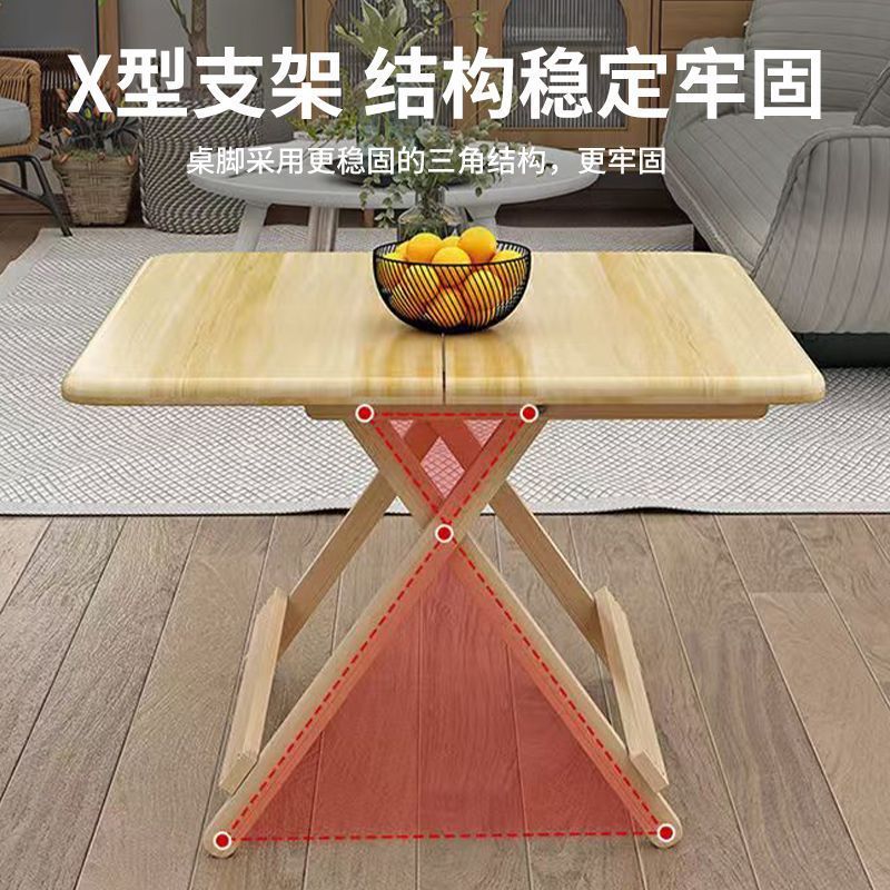 Mesa plegable de madera sólida mesa de comedor casera pequeña mesa de comedor cuadrada simple mesa de comedor portátil de alquiler
