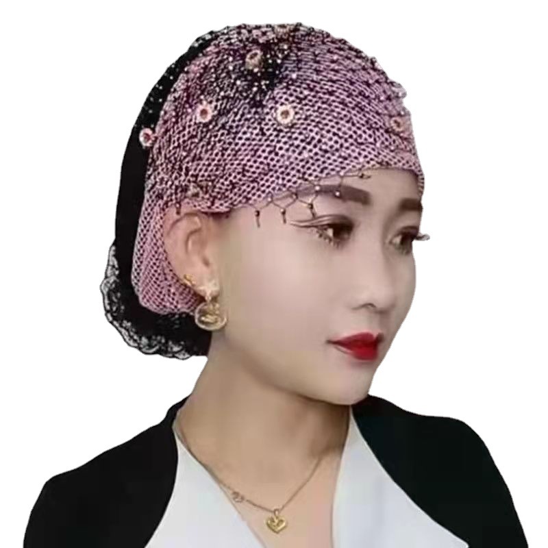 Hat with Lace Headscarf for Women, Summer Thin Headband, Women's Hat to Cover Gray Hair, Elderly Hat, Breathable, Sun Protection, Sunshade