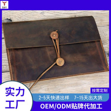 工厂定制质感复古头层疯马皮双层皮包纯手工缝纫真皮零钱包收纳包