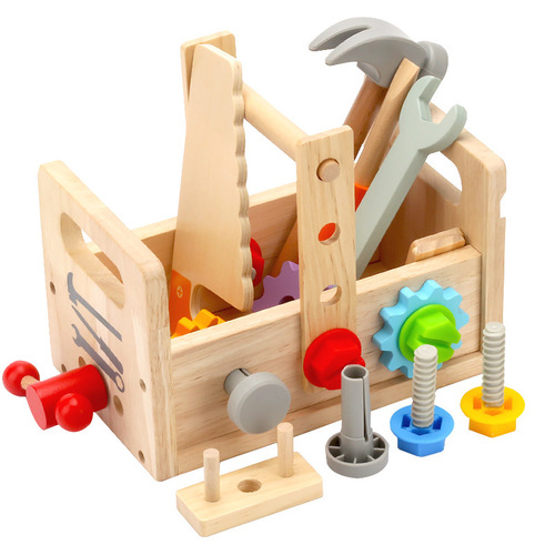 Children's wooden portable toolbox screws and nuts disassembly tool table tool table play house early education educational toys