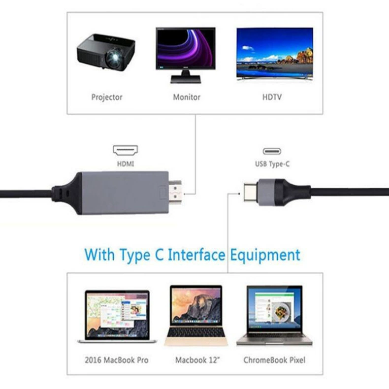 TYPE-C to HDMI high-definition same-screen cable USB3.1 TO HDMI Android projection cable S8 mobile phone to TV 4K
