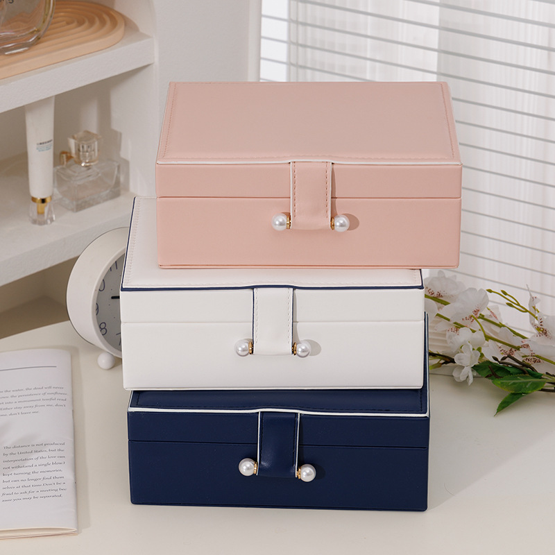 Transfronterizos de doble capa PU de gran capacidad pendientes caja de joyas anillo pendientes collar caja de joyas caja de joyas al por mayor image 5