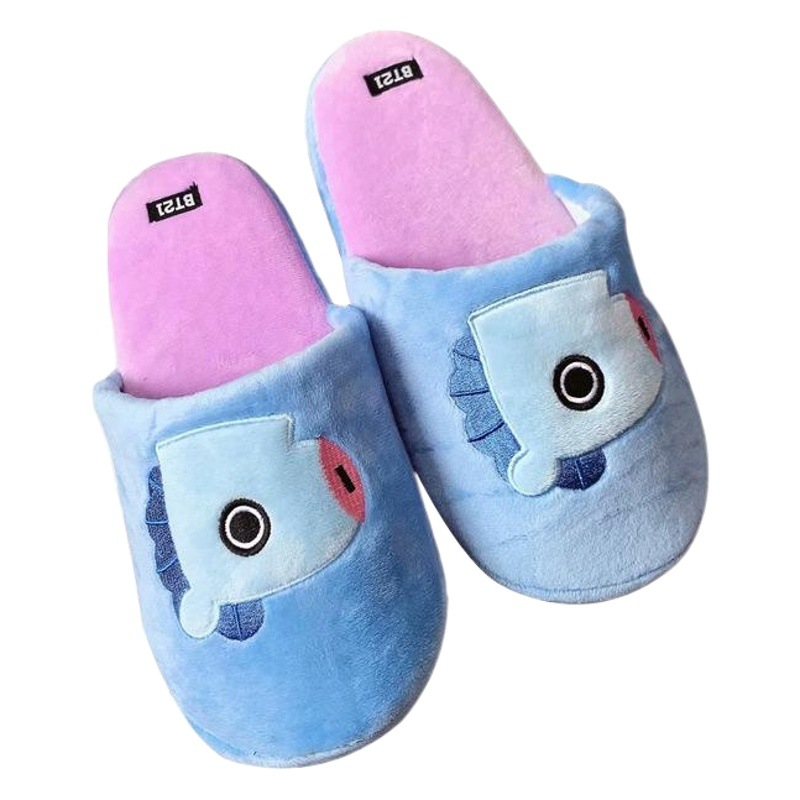 Otoño e Invierno nueva historieta felpa zapatillas casa interior antideslizante piso de madera zapatos pareja Zapatillas de algodón cálido