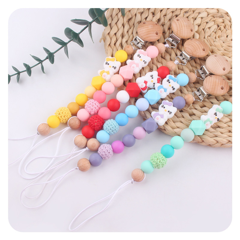 Planet beech chupeta clips nuevos productos para madres y bebés kt gatos dientes de goma de mascarar juguetes cadena de chupeta