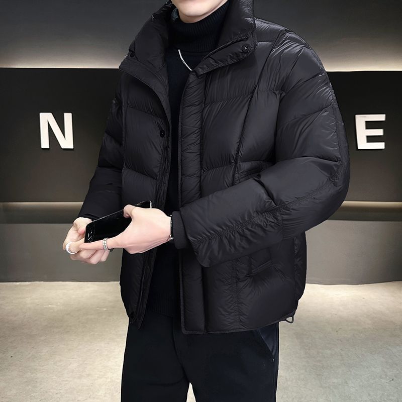 White Duck down Puff down Jacket Men's Winter Stand Collar Trendy Brand 2024 New Pure Color Casual Handsome Men's Jacket