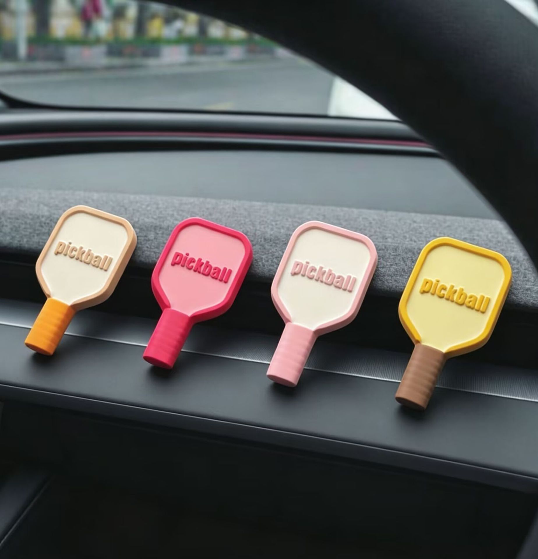 New creative car air freshener pickleball pendant car air vent decoration for girls, new car accessory