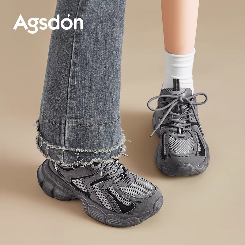 Zapatos grises para mujeres 2026 nueva primavera deportiva de suela gruesa de gran belleza con zapatos casuales de algodón