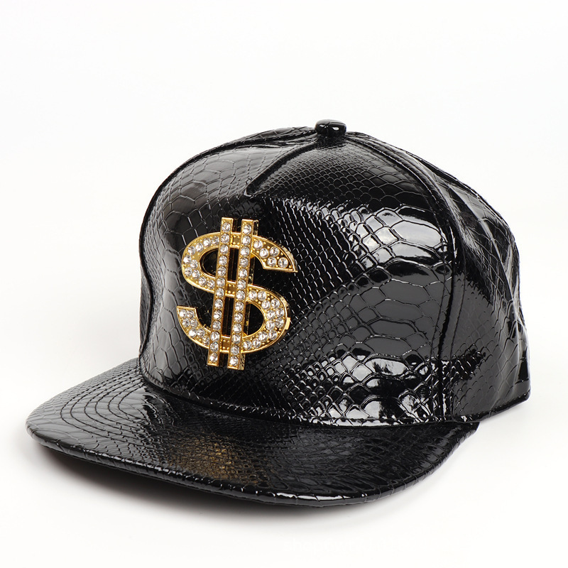 Crocodile Pattern Gold Dollar Sign Hip Hop Baseball Cap Trendy_voghion.com