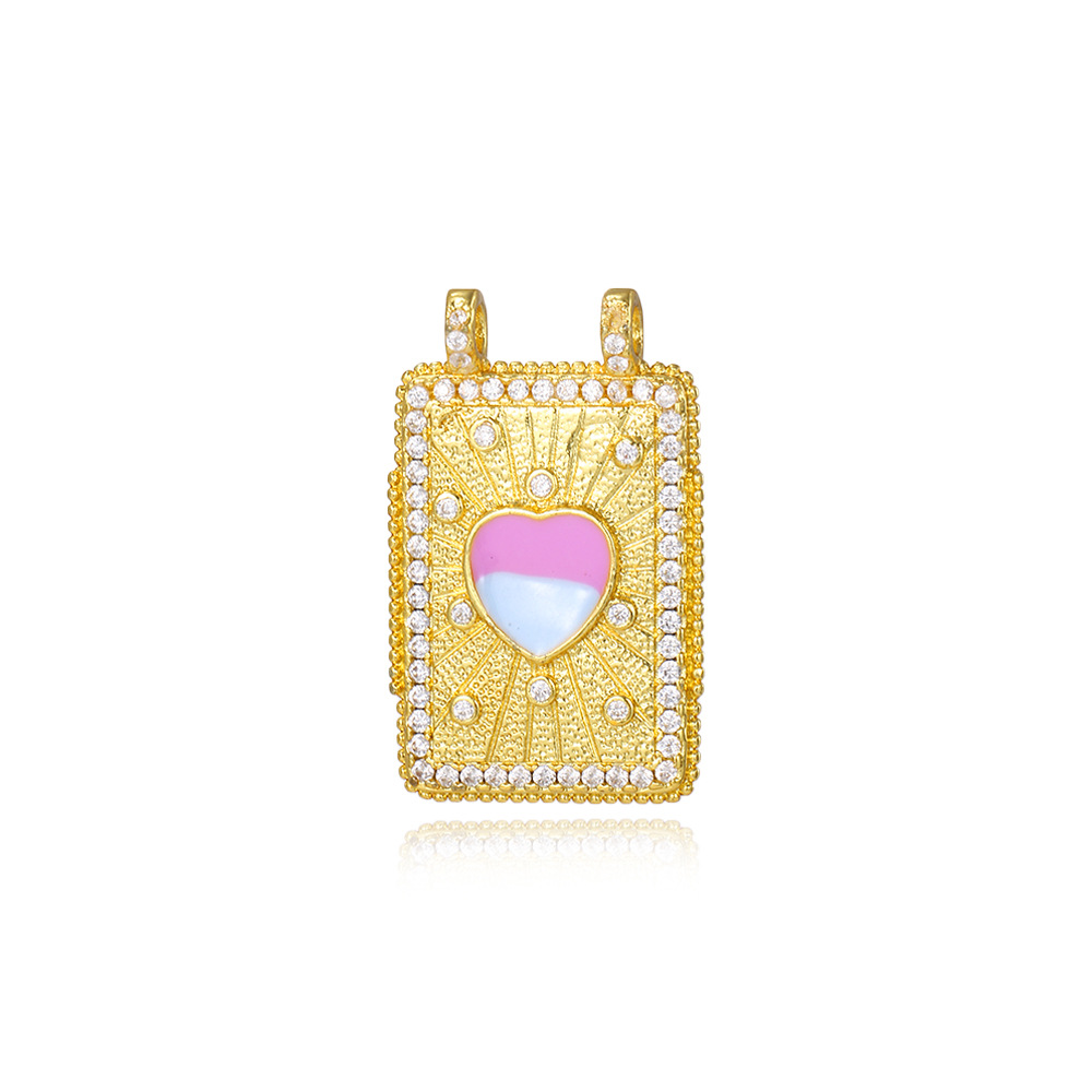 6g Weight Pendant Jewelry Making Type 18K Gold Plated Plating Material 1 Piece Quantity Daily Occasion Copper Material Rainbow, Coconut Tree, Heart Shape Pattern All Seasons Season Unisex Gender Plating Design Retro, Classic Style Style 1 Piece Copper 18K Gold Plated Rainbow Coconut Tree Heart Shape Pendant 13