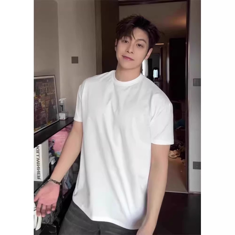 American-Style Heavyweight Regular Shoulder Short-Sleeve T-Shirt for Men, Summer Small Neckline, Cool and Sporty Slim Fit, Sorona Inner Wear Half-Sleeve