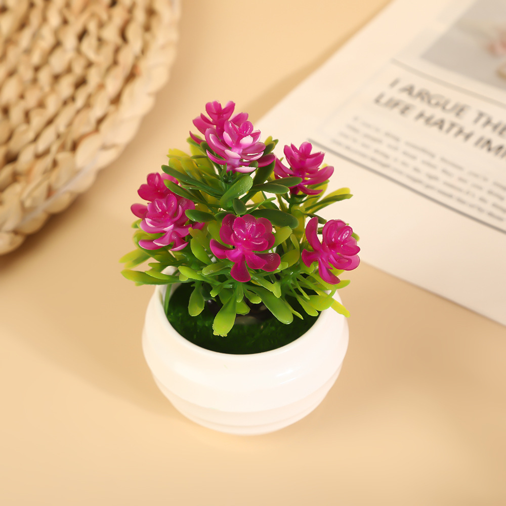 Simulación europea 7 flores de loto bonsai decoración interior de oficina flores falsas en maceta casa sala de estar decoración de escritorio verde
