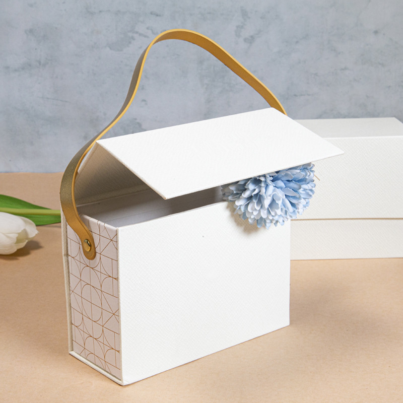 简约手提盒结婚伴手礼碎格纹包装盒创意翻盖手提包装盒结婚礼品盒