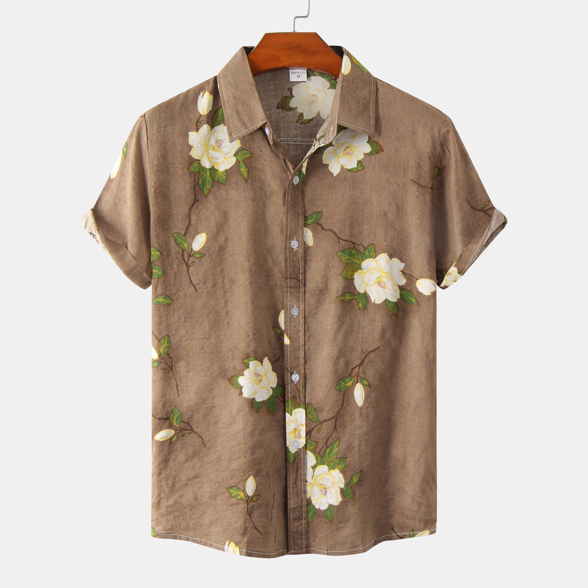 350g Weight Short Sleeve Sleeve Length 4-Way Stretch Fabric, Polyester Fabric Type Regular Top Length Blouse Tops Type Daily Occasion Turndown Neckline Breathable Function Loose Fit Type Ditsy Floral, Leaves Pattern Summer Season Men's Gender Printing Design Hawaiian Style Wholesale Men's Hawaiian Ditsy Floral Leaves Short Sleeve Printing Men's Tops 3